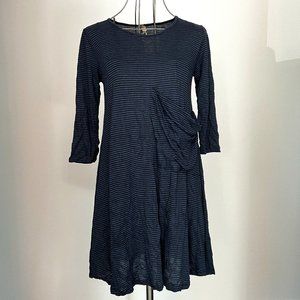 COMFY USA Blue Stripe T-Shirt Dress Lagenlook Jersey Tunic Swing A-Line